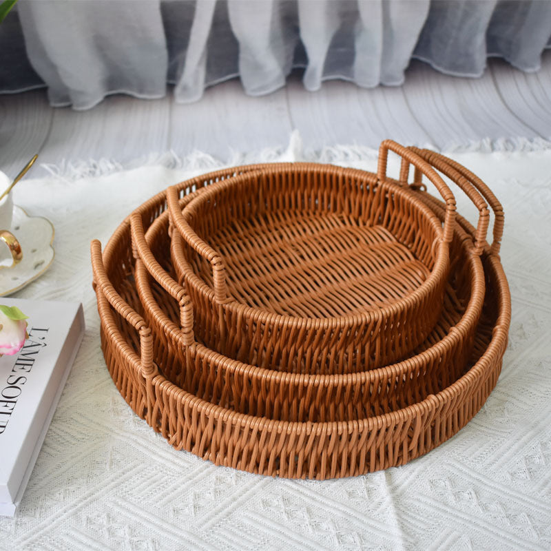Round Wicker Serving Tray