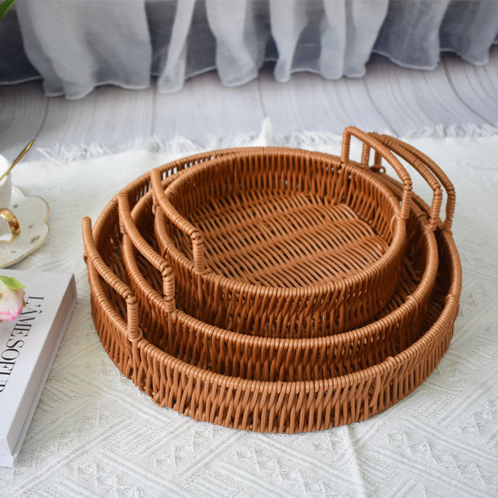 Round Wicker Serving Tray