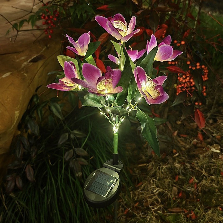 Solar-powered LED decorative flower garden stakes