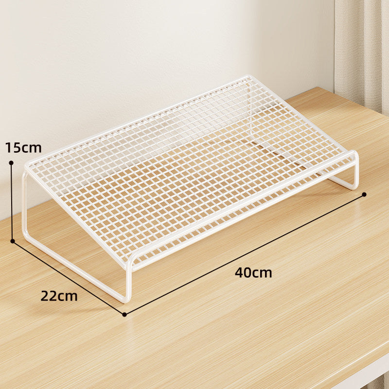 Under-Shelf Two-Level Shoe Rack Organizer with Elevated Mesh Top and Low-Profile Storage Base