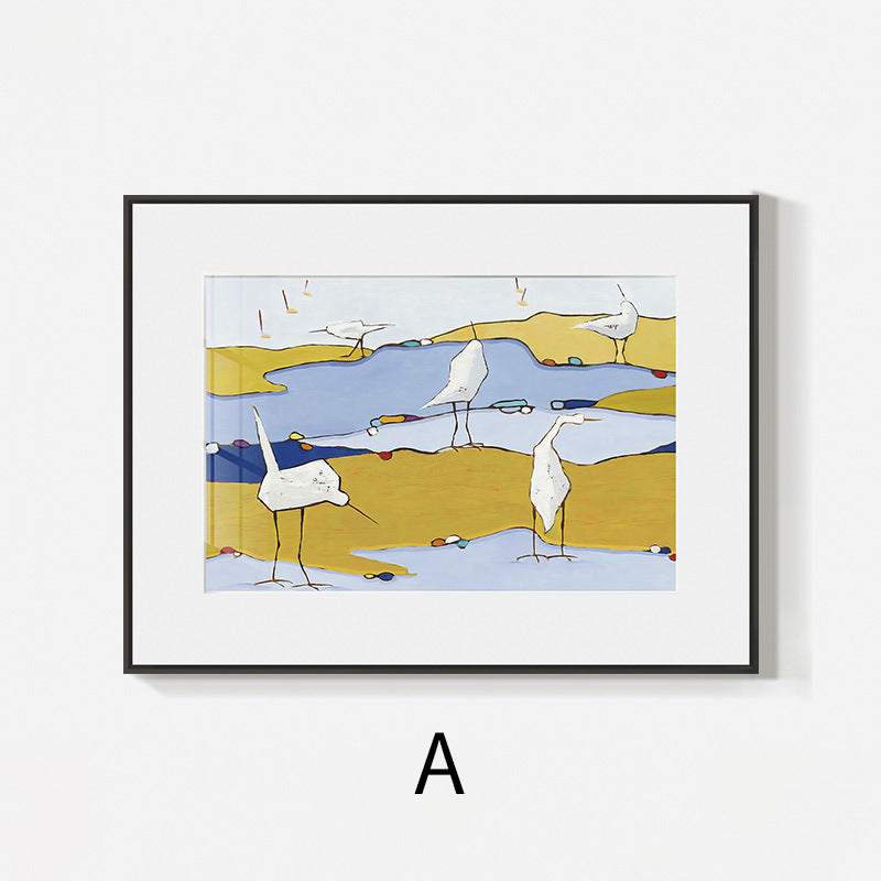 Framed Abstract Coastal Bird Artwork