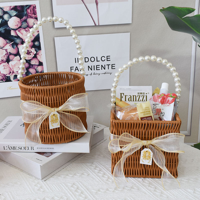 Elegant Handcrafted Rattan Tote Basket