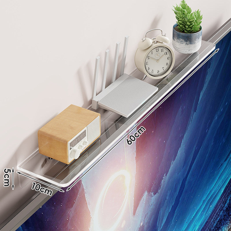 Clear Acrylic TV-Edge Corner Shelf for Small Plants and Remote Organizer