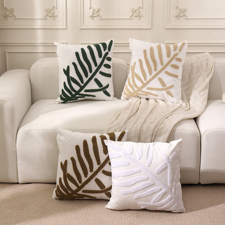 Textured Leaf Pattern Decorative Throw Pillow