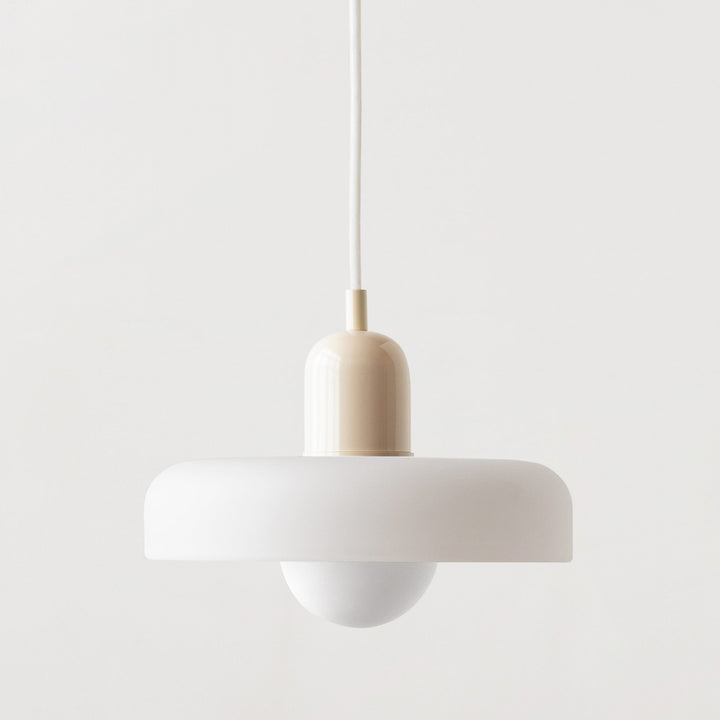 Minimalistic ceramic pendant lamp with layered bell shade