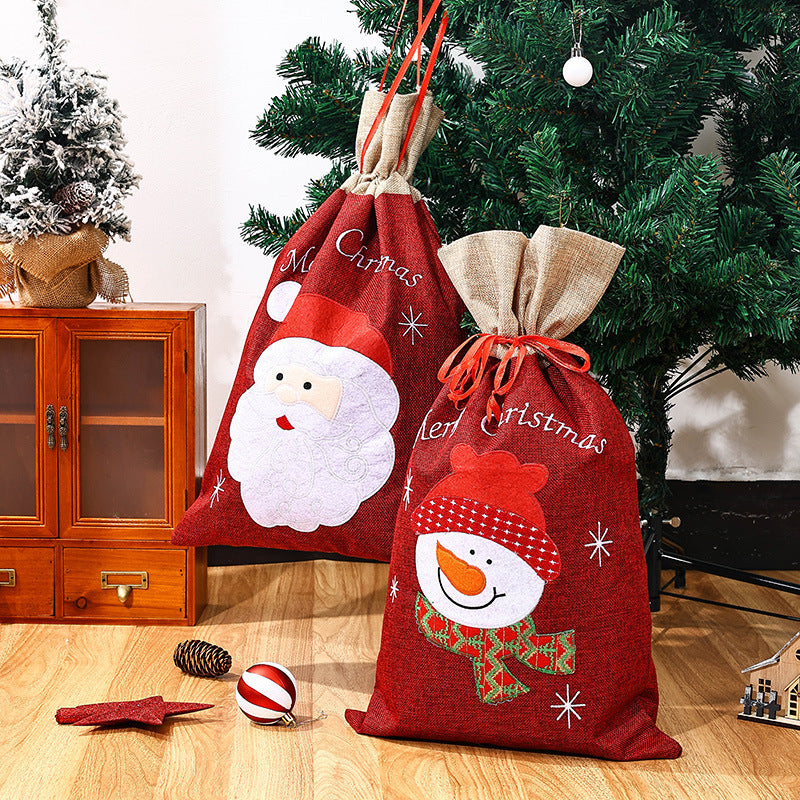 Festive Christmas gift sack with snowman motif