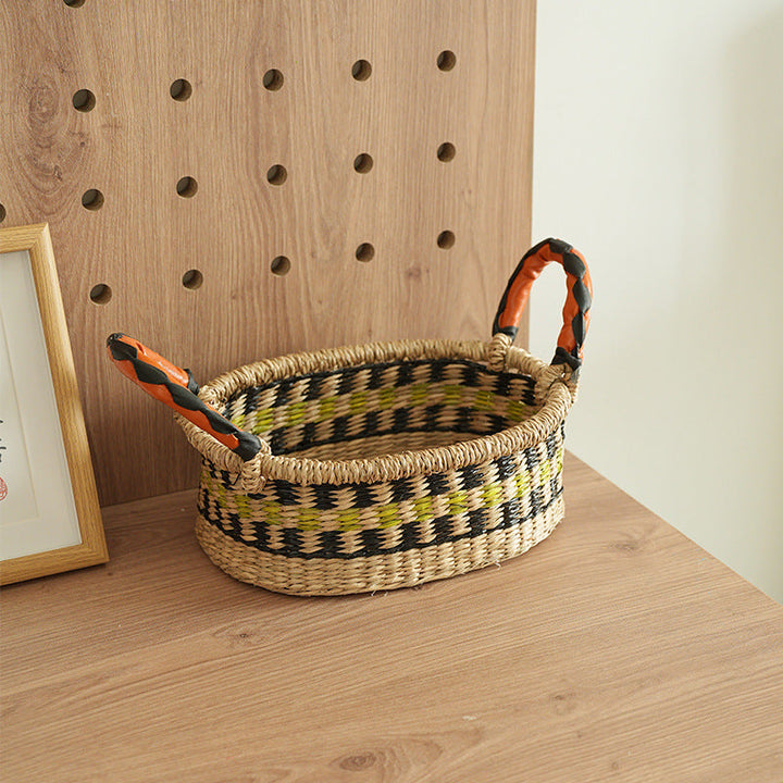Handmade storage basket made of natural materials