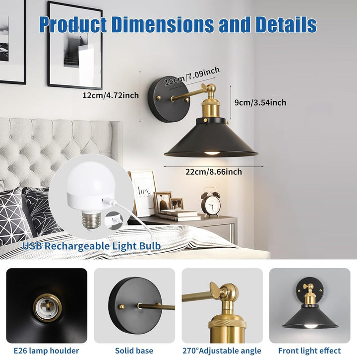 Industrial style adjustable wall lamps