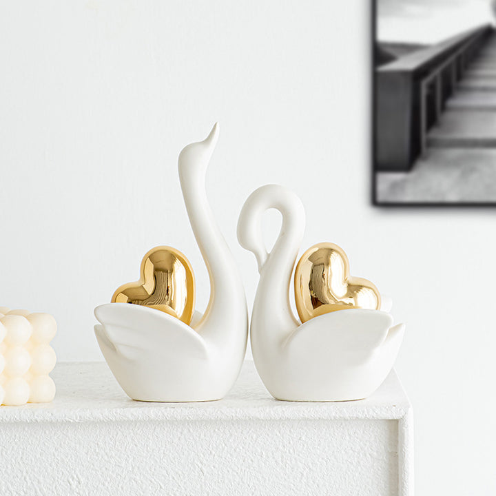 Elegant and romantic swans decorative figure