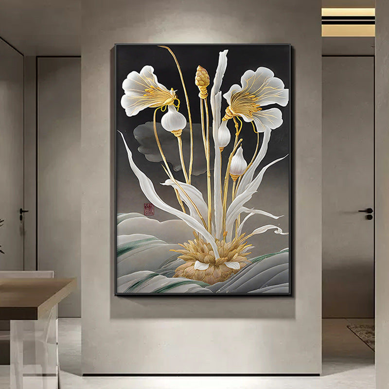 Elegant Lotus Flower Framed Art
