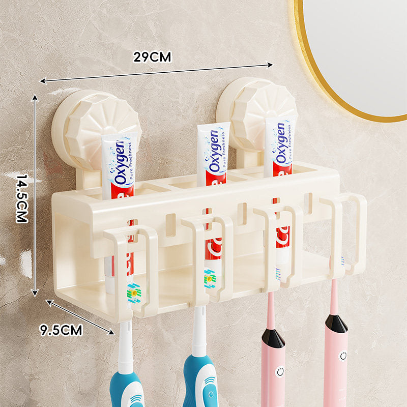 Wall-Mounted Toothbrush and Toothpaste Dispenser Organizer with Protective Covers
