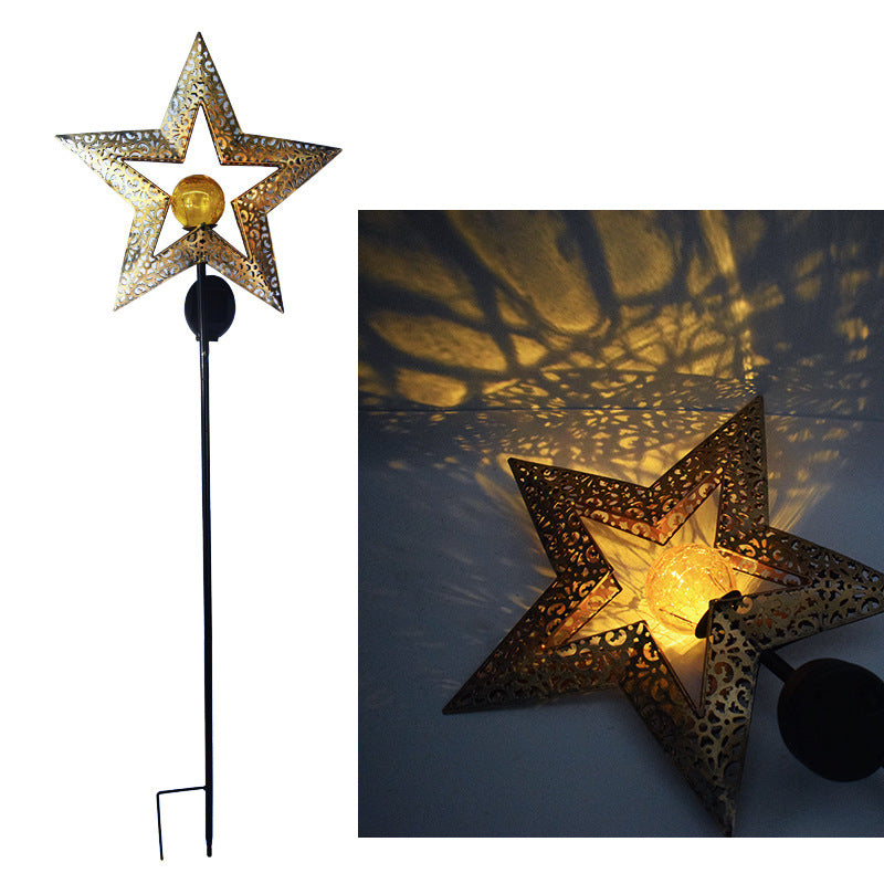 Solar-powered Filigree Crescent Stake Lantern