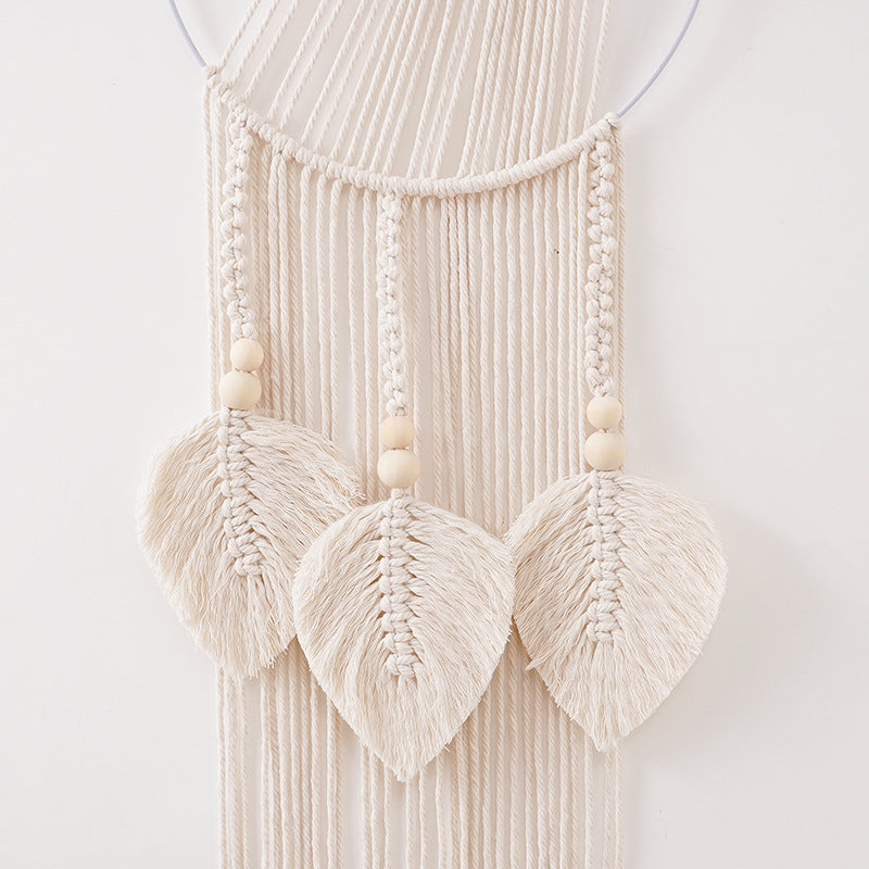 Decorative Macrame Wall Hanging with Leaf Accents