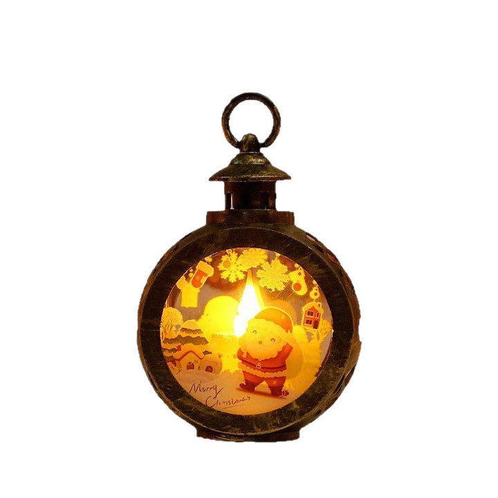 Christmas lantern with LED flame and festive design