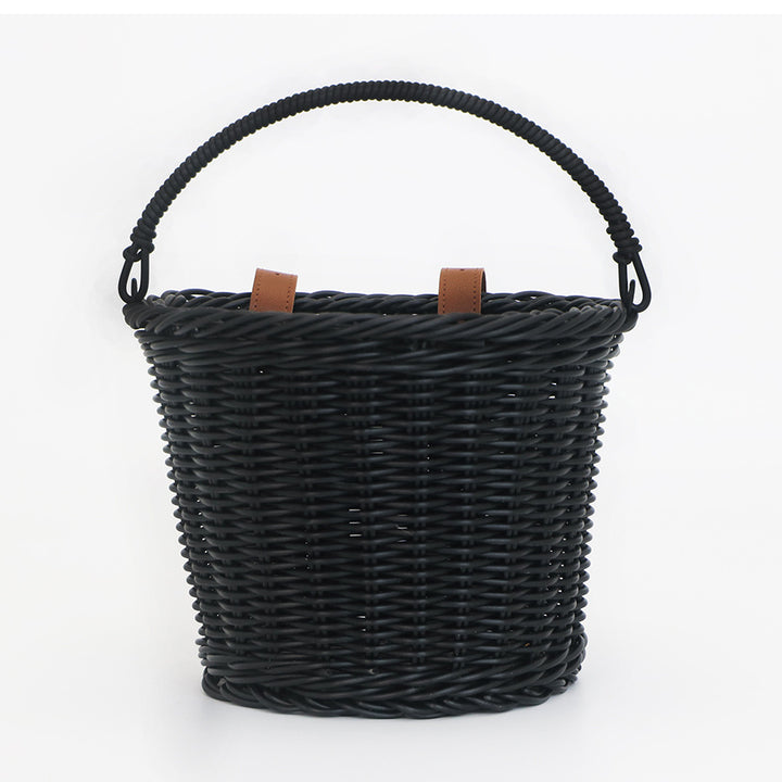 Practical hand basket with leather handles