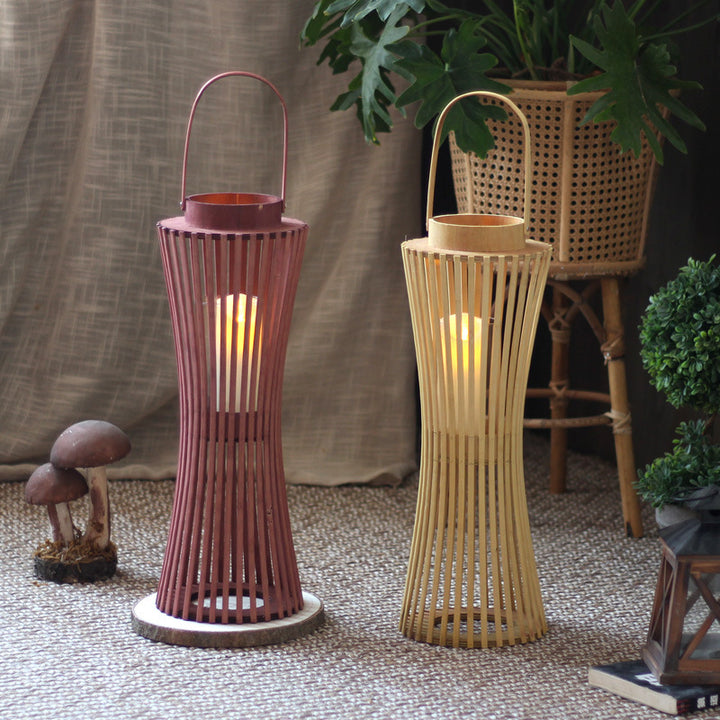 Elegant lantern made of woven wood