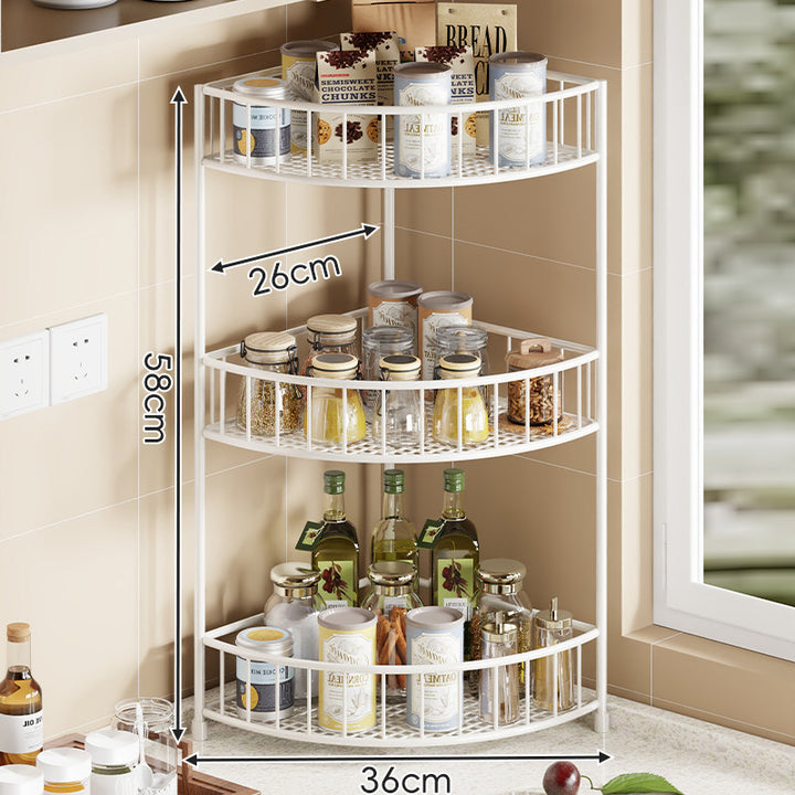 Three-Tier Corner Gold Metal Kitchen Storage Rack