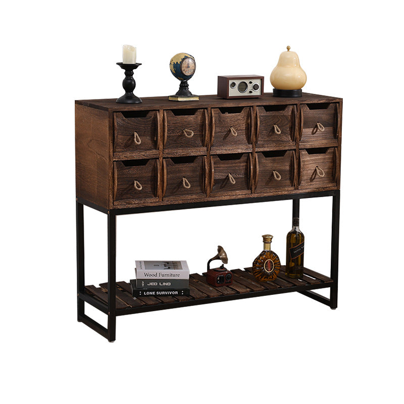 Rustic Wooden Console Table with Storage