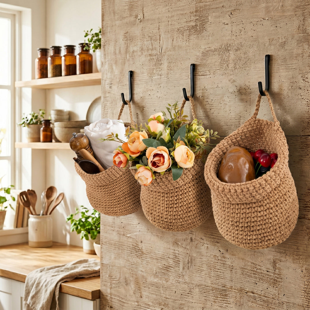 Decorative macrame storage basket