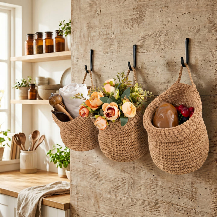 Decorative macrame storage basket
