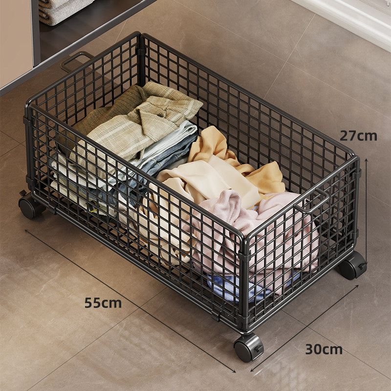 Rolling Mesh Underbed Storage Basket with Locking Casters and Carry Handles
