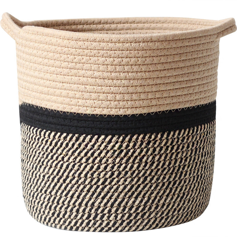 Decorative laundry basket made of woven material