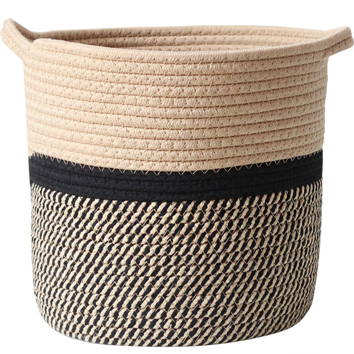 Decorative laundry basket made of woven material