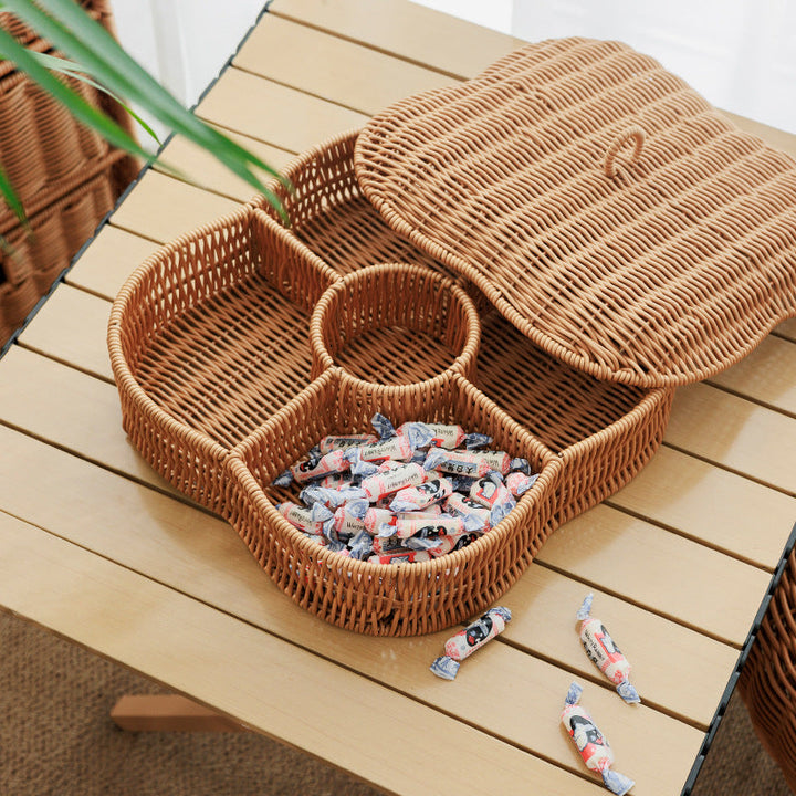 Multi-Compartment Woven Storage Basket