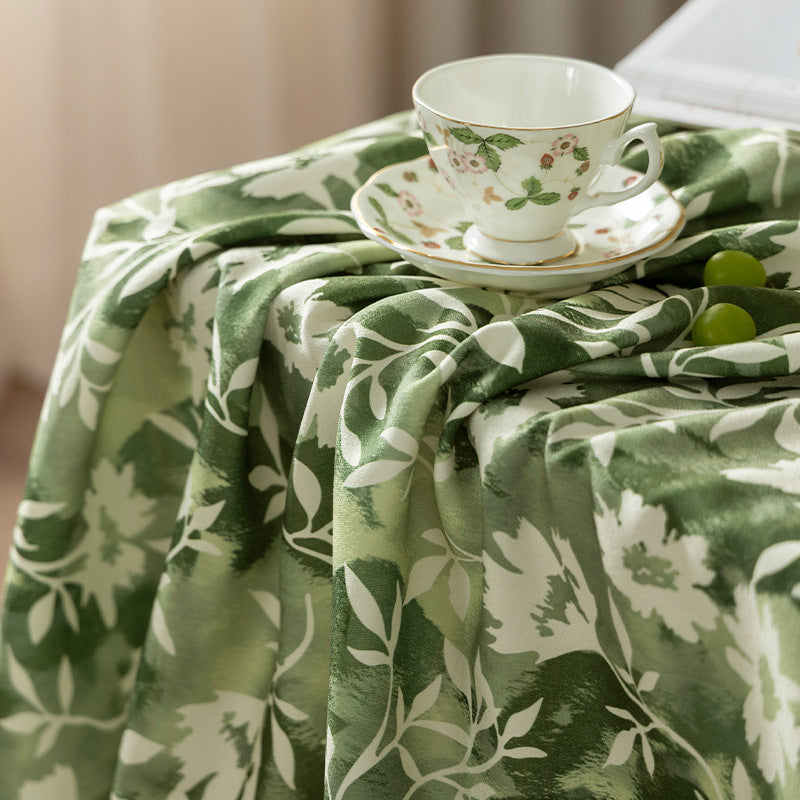Floral Wax-Coated Tablecloth with Anti-Stain Surface and Fine Texture