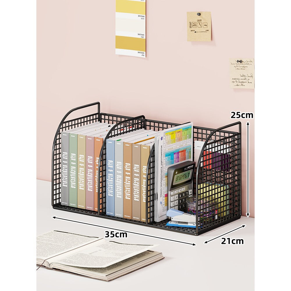 Mesh Desk Tidy with Triple Vertical Compartments for Files & Office Supplies