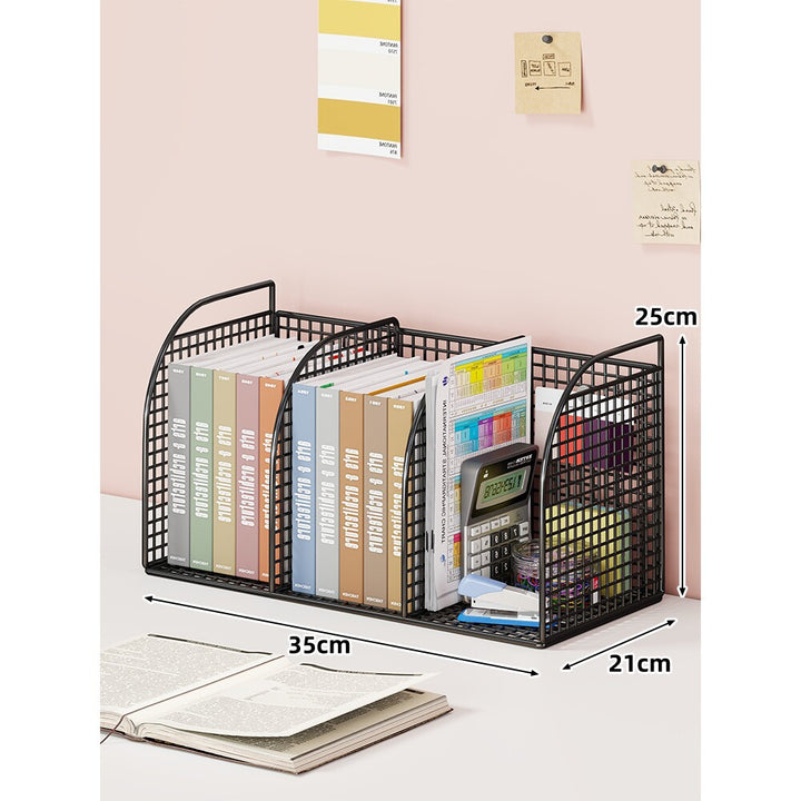 Mesh Desk Tidy with Triple Vertical Compartments for Files & Office Supplies