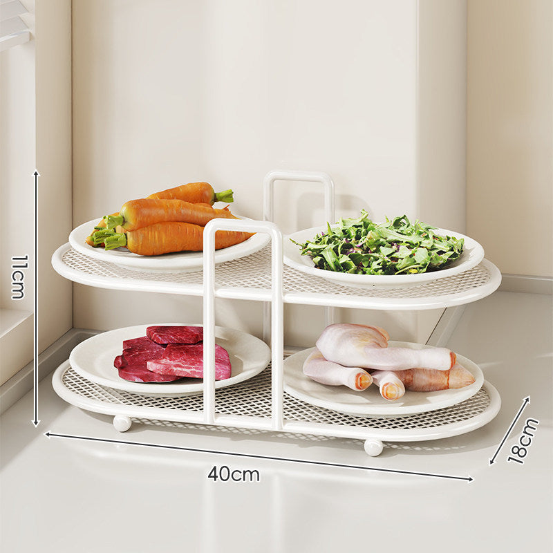 Tri-Level Oval Mesh Corner Countertop Pantry Organizer