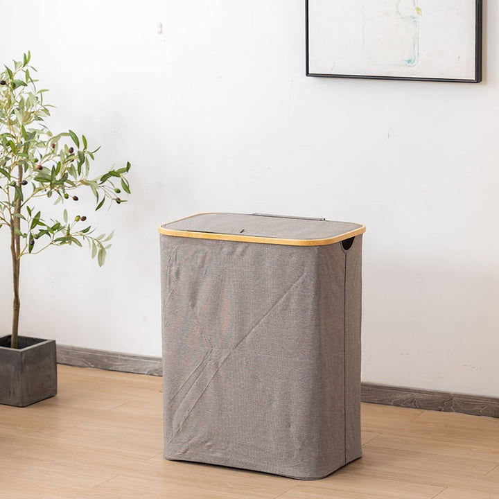 High-quality laundry container with practical and modern bamboo lid