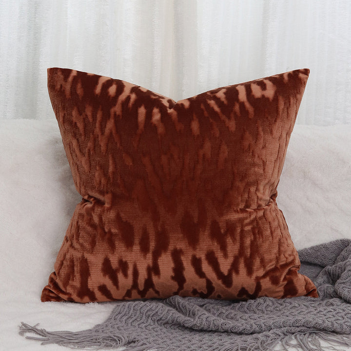 Plush Textured Velvet Square Throw Pillow Covers with Embossed Animal-Effect Jacquard