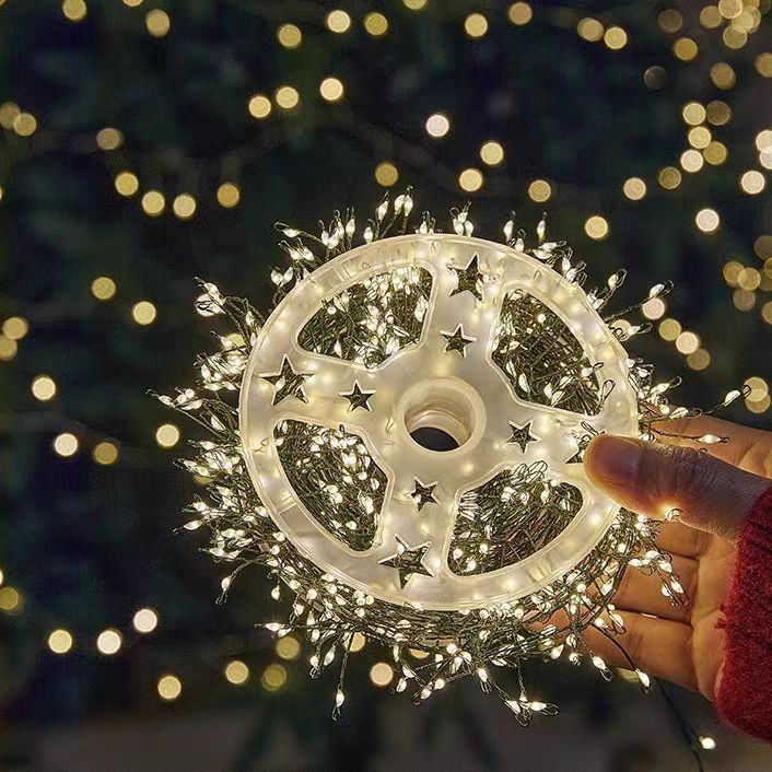 Outdoor waterproof micro LED fairy lights with clear star wreath