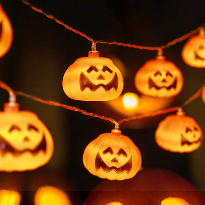 Amber Glass Skull Micro-LED String Lights on Clear Copper Wire
