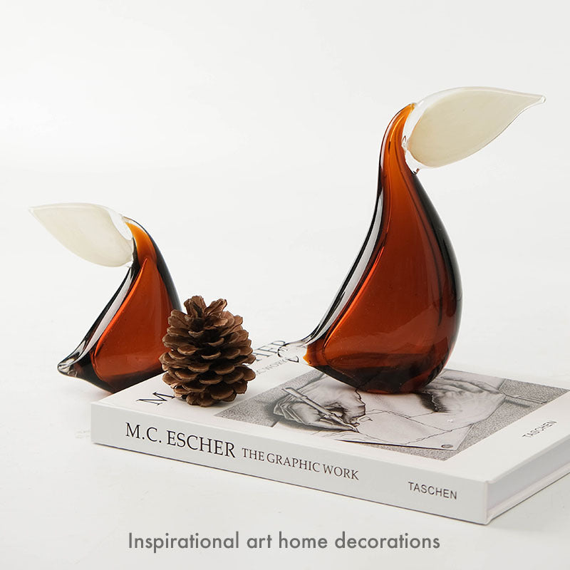 Hand-Blown Curvilinear Tabletop Glass Sculpture with Organic Loop Form