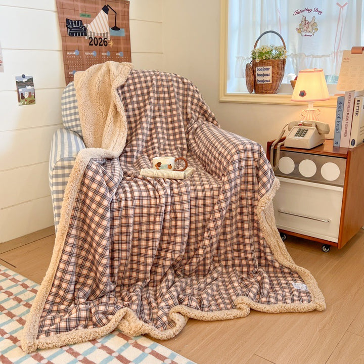 Plush Checkered Throw Blanket