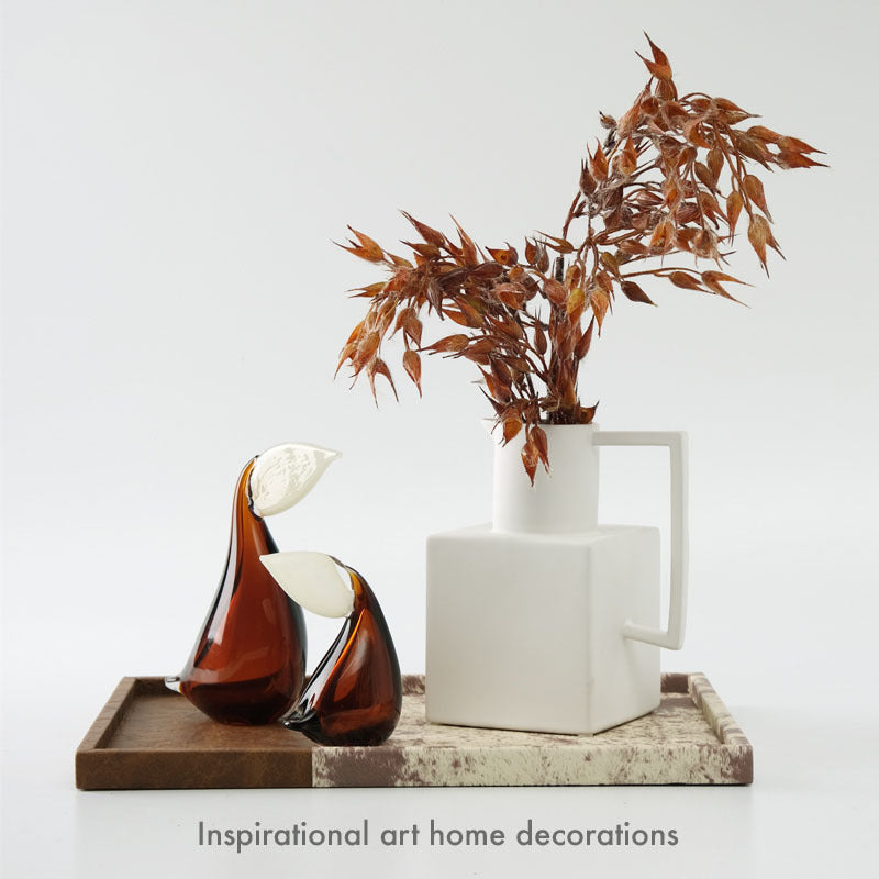 Hand-Blown Curvilinear Tabletop Glass Sculpture with Organic Loop Form