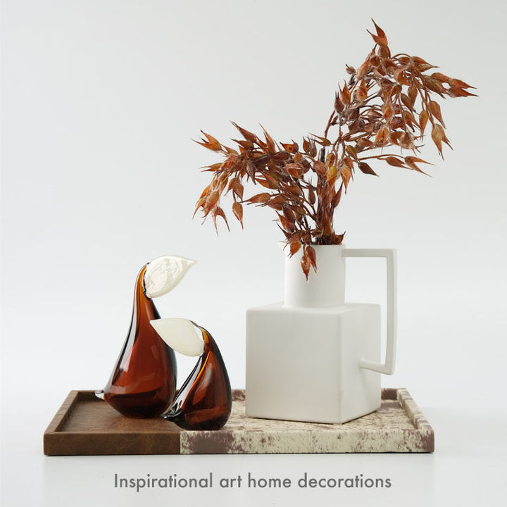 Hand-Blown Curvilinear Tabletop Glass Sculpture with Organic Loop Form