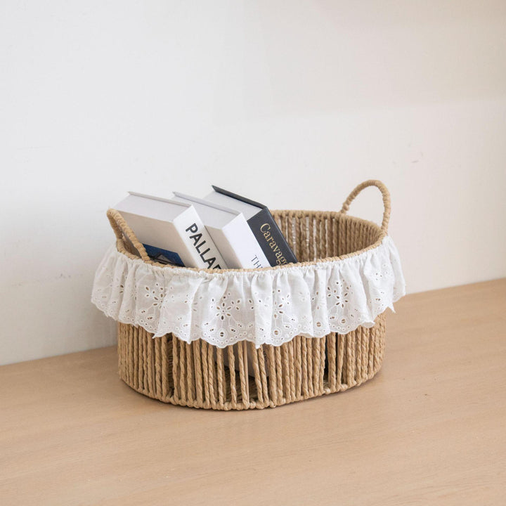 Charming storage basket with ruffle detail