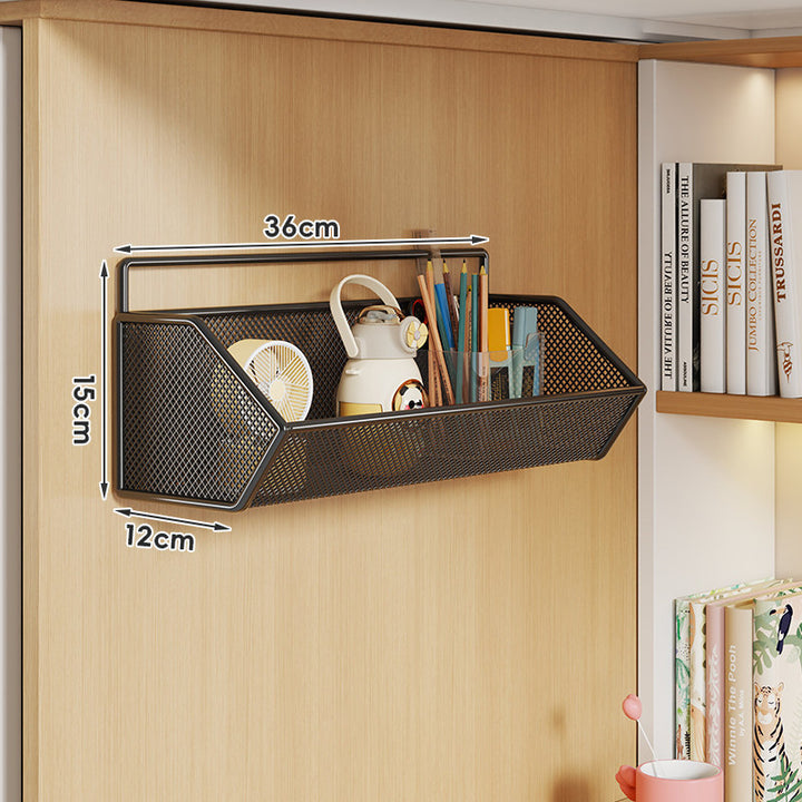Wall-Mounted Rustproof Metal Mesh Storage Basket with Slim Hanging Rail