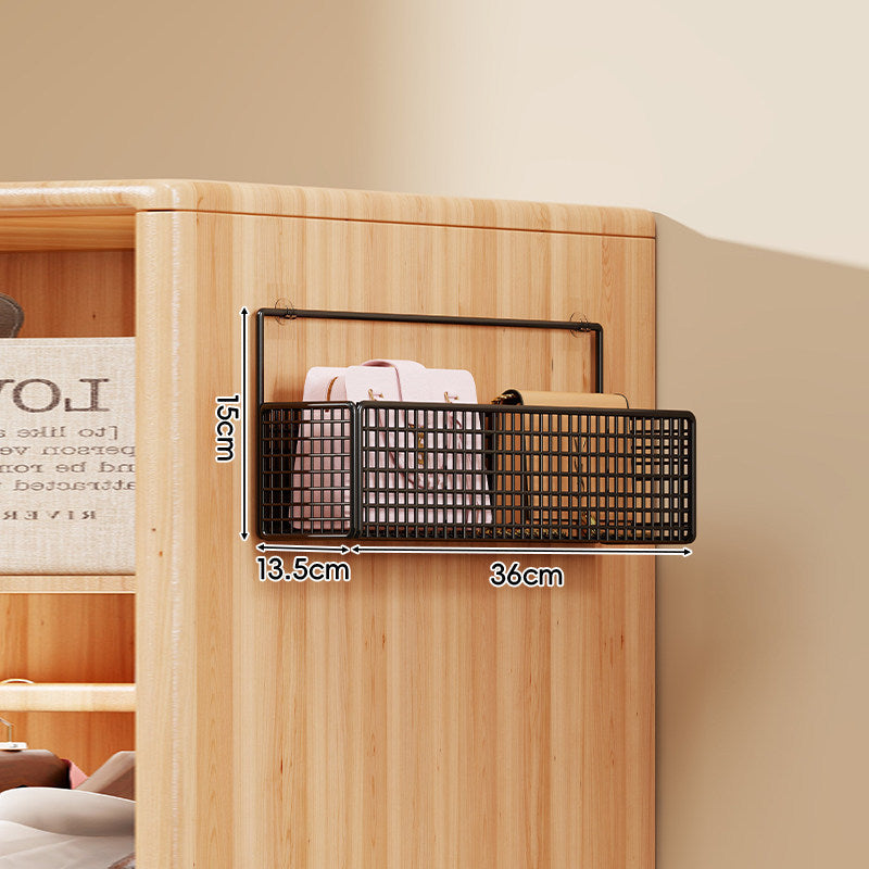 Over-the-Door Metal Grid Hanging Organizer with Four Stackable Baskets and Hooks