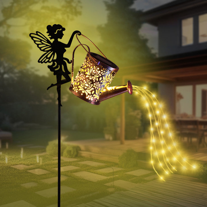 Solar Watering Can Fairy Garden Stake Light