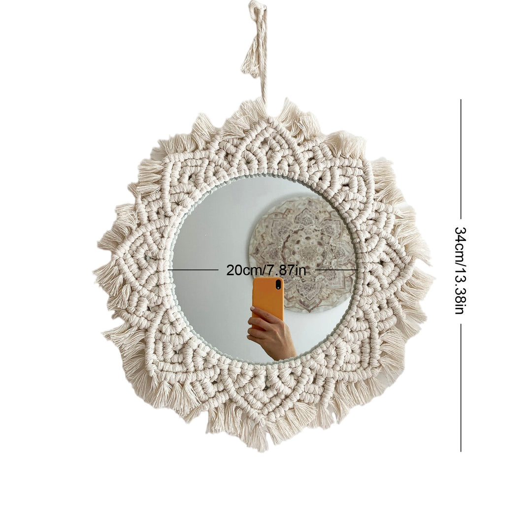 Macrame Wall Mirror with Fringe Detailing