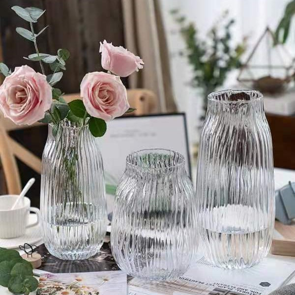 Artistic Ribbed Glass Carafe