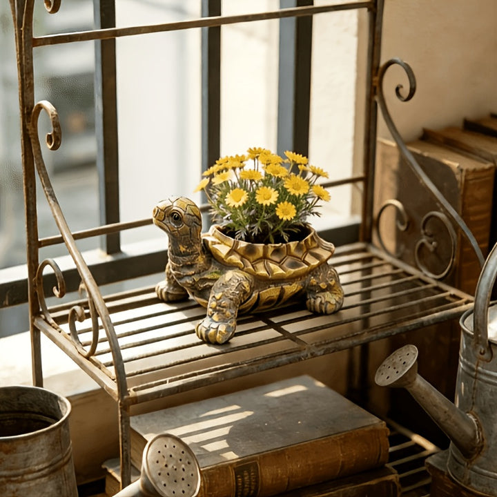 Turtle-Shaped Decorative Planter