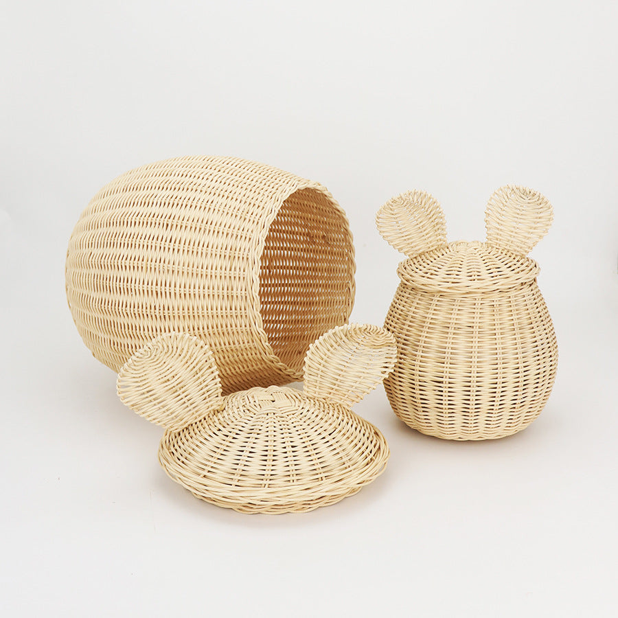 Playful storage basket with animal ears