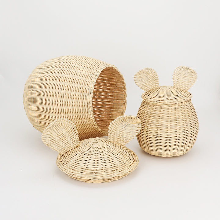 Playful storage basket with animal ears