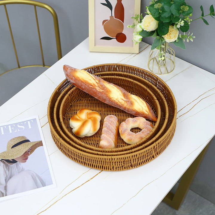Round Artisan Woven Serving Tray